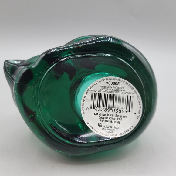 Indiana Glass Evergreen Sleeping Cat Tea Light Votive Candle Holder - Picture 6 of 6